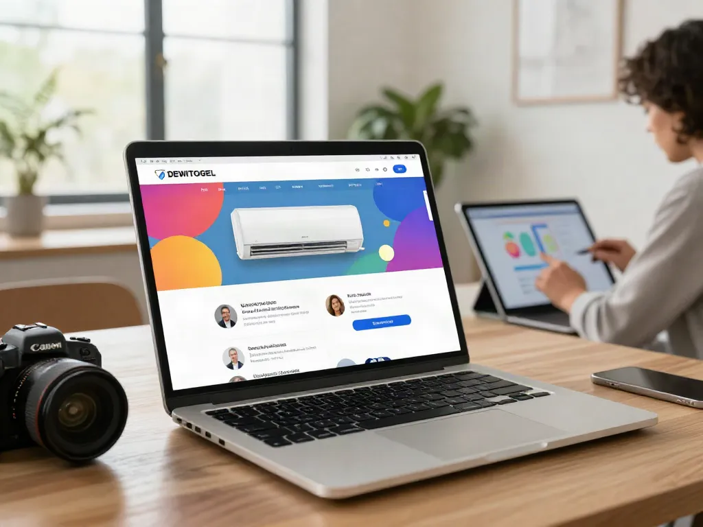 Antarmuka digital layanan DEWITOGEL untuk pemeliharaan AC, menampilkan tata letak ramah pengguna dengan elemen navigasi yang jelas.